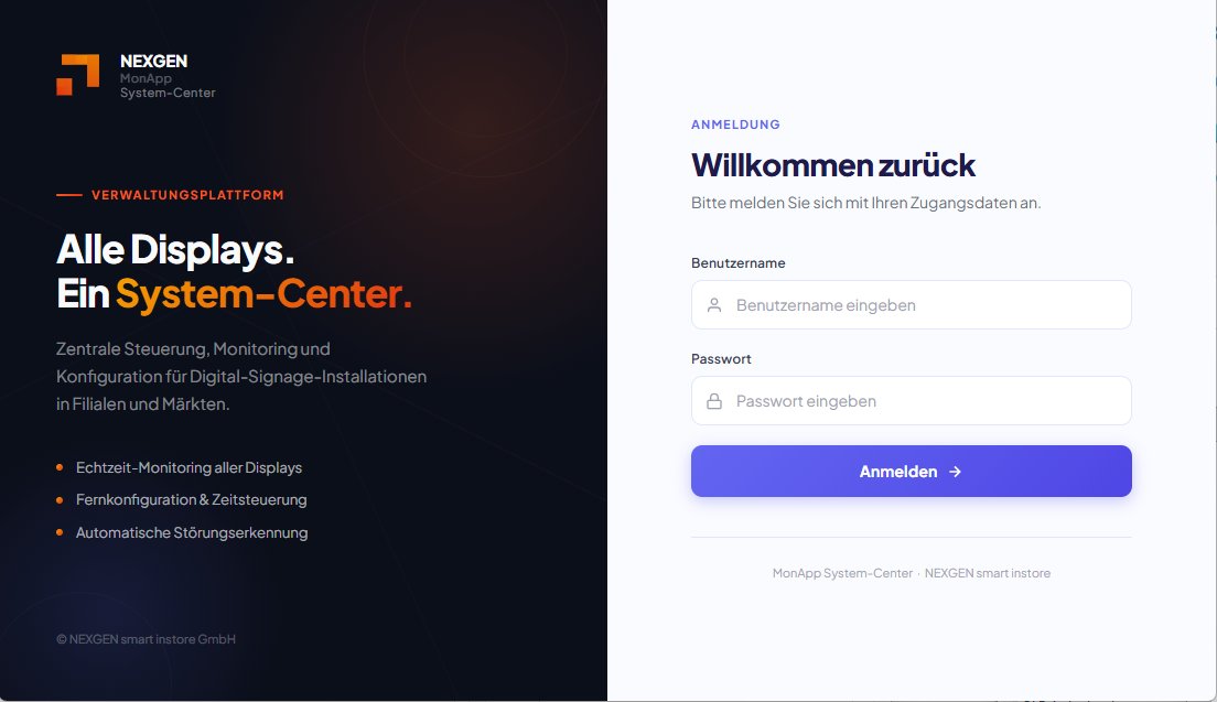 MonApp System-Center – neue Landing-Page